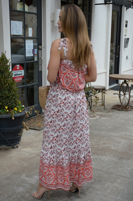 Floral Print Square Neck Woven Maxi Dress