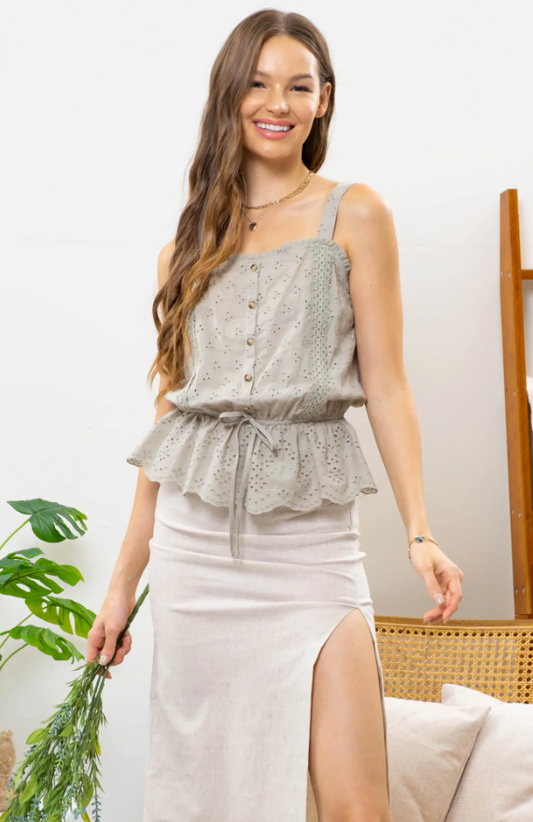 Embroidered Sleeveless Top
