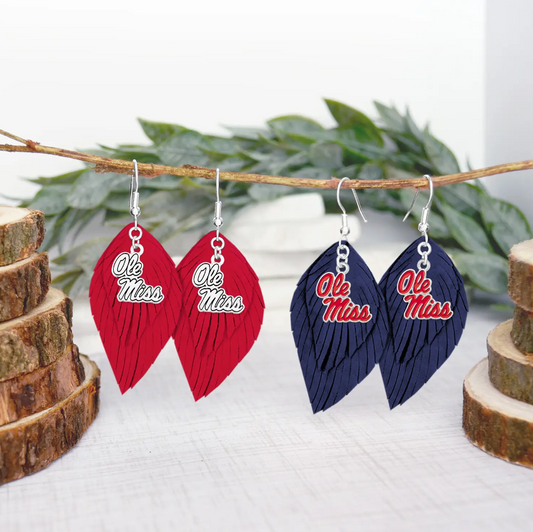 From The Heart - Ole Miss Rebel Logo Boho Babe Earrings