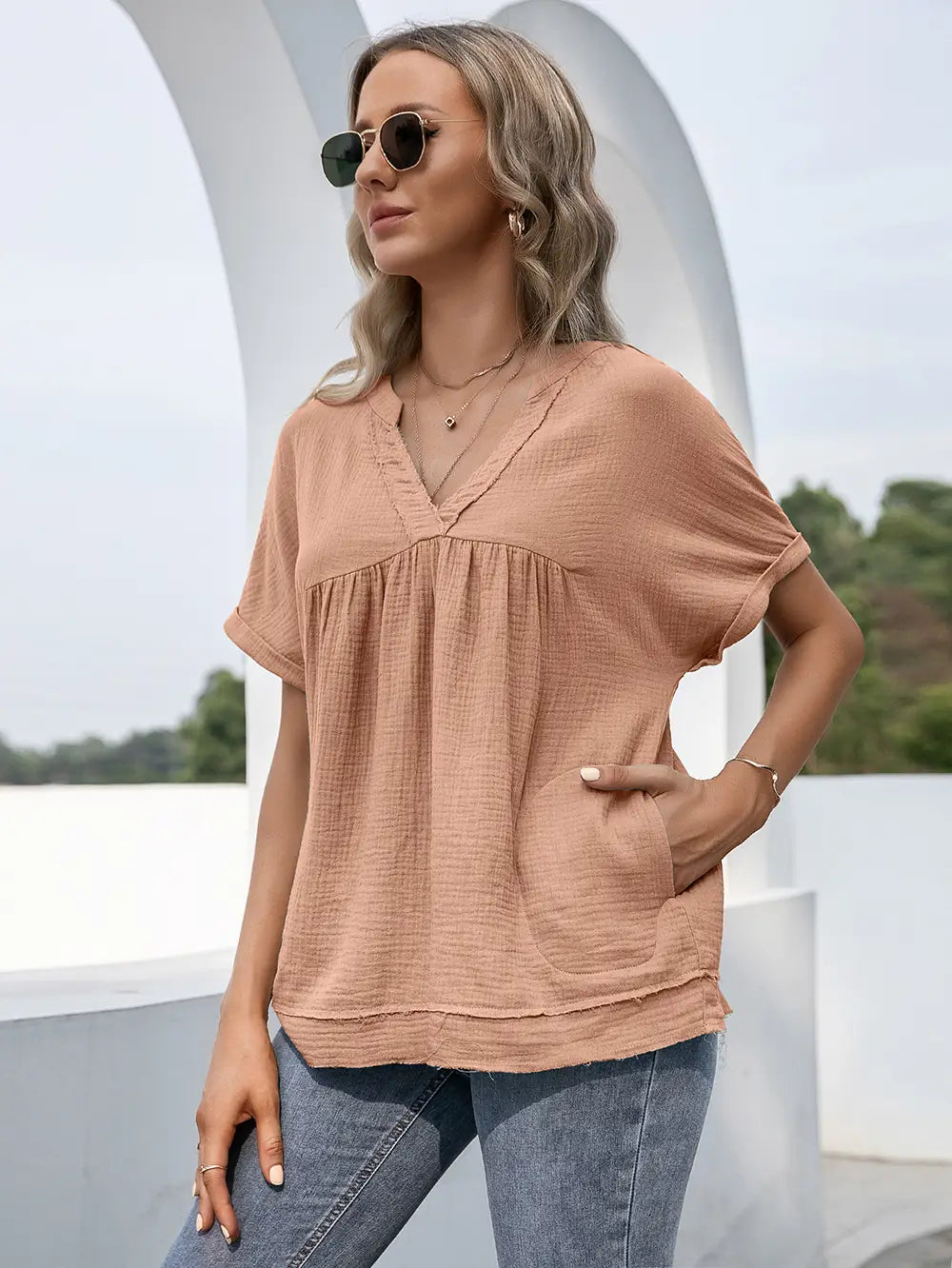 Wrinkled Cotton Baby Doll Top
