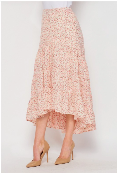 Woven Floral Print Capri Length Skirt