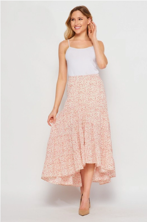 Woven Floral Print Capri Length Skirt